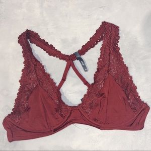 NWT Aerie Rust Lace Bra Racerback Unlined Triangle